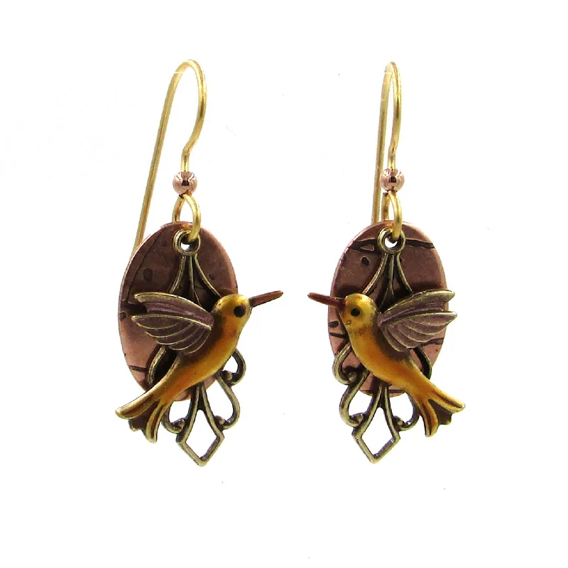 The Ultimate Jewelry Sale – Exclusive Styles At Great Prices Silver Forest Hummingbird on Layered Mixed Metal Earrings