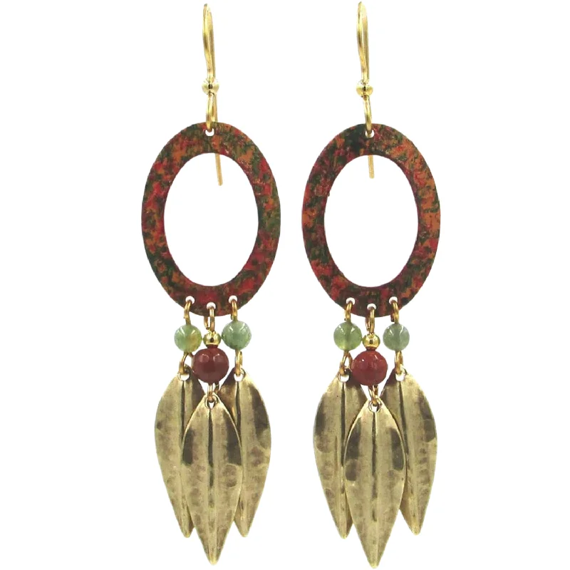 Sparkle For Less – Shop Jewelry Deals Now Silver Forest Open Oval with Leaf Drops Pierced Earrings