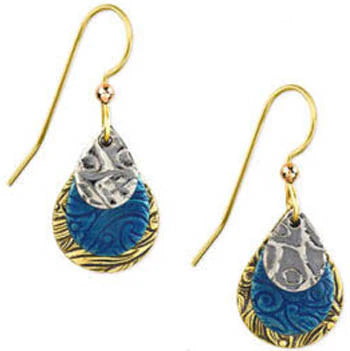 Celebrate Every Occasion With Sparkling Savings Silver Forest Silver Blue and Gold Triple Teardrop Earrings