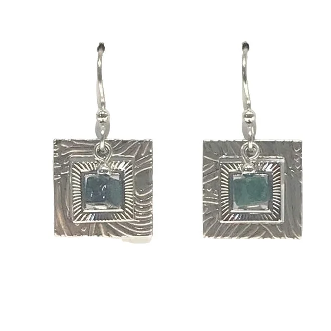 Jewelry Flash Sale – Stylish Designs At Unbeatable Rates Silver Forest Square in Square with Jade Cube Earrings