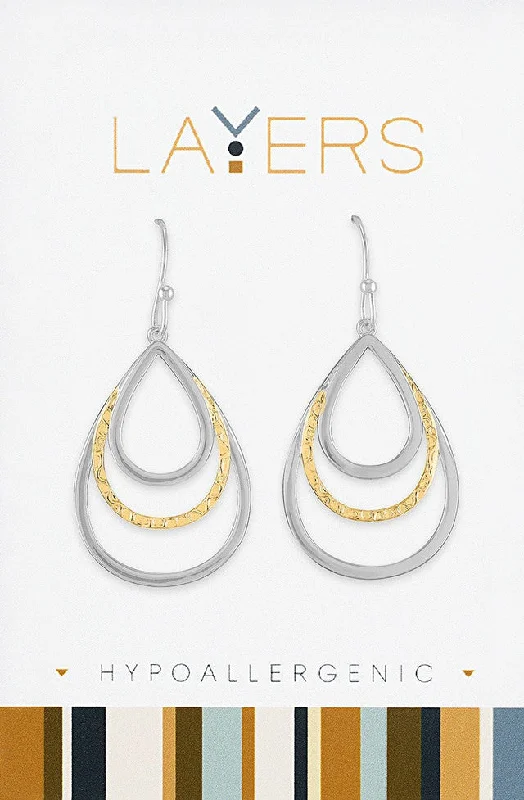 Eco-Friendly Sustainable Jewelry For Conscious Buyers Silver Two-Toned Triple Teardrop Dangle Layers Earrings