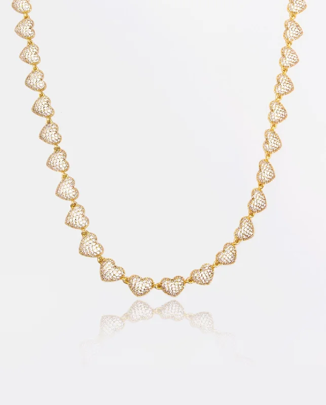 Waterproof Stainless Steel Jewelry For Lasting Beauty 10mm Iced Heart Necklace - Gold