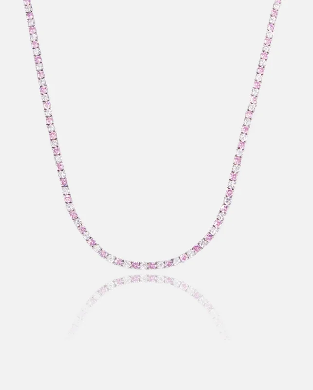 Best Jewelry Sale – Shop Exclusive Designs Now 3mm Tennis Necklace - Pink & White