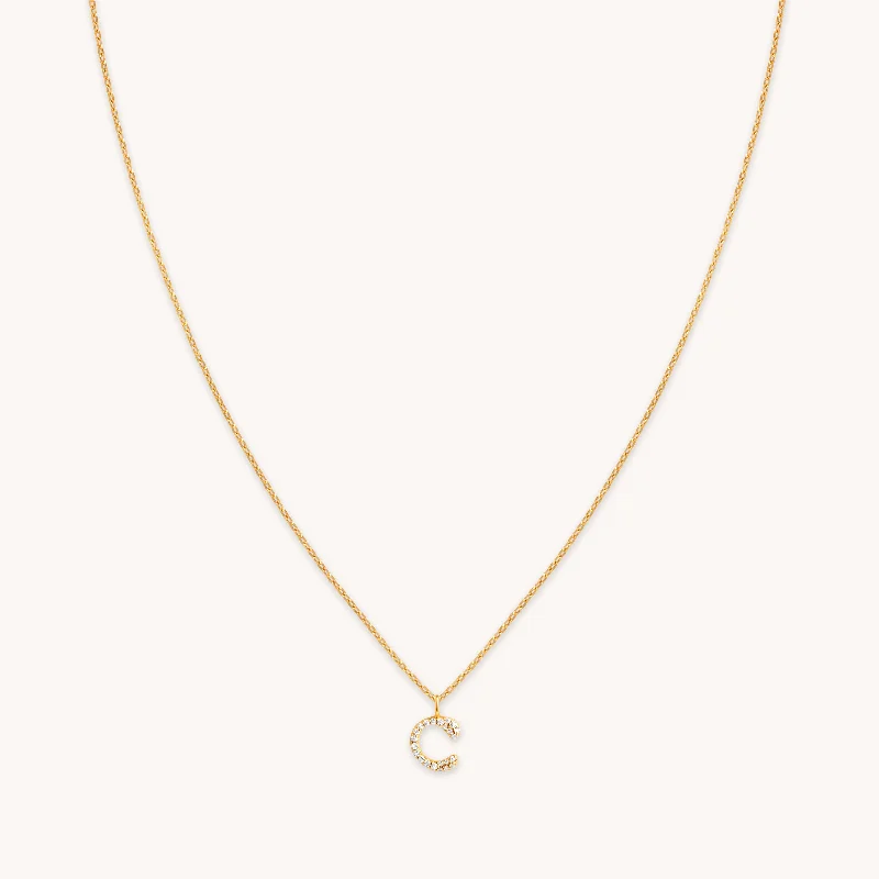 Personalized Jewelry At Special Discount Rates C Initial Pavé Pendant Necklace in Gold Personalized Jewelry At Special Discount Rates C Initial Pavé Pendant Necklace in Gold