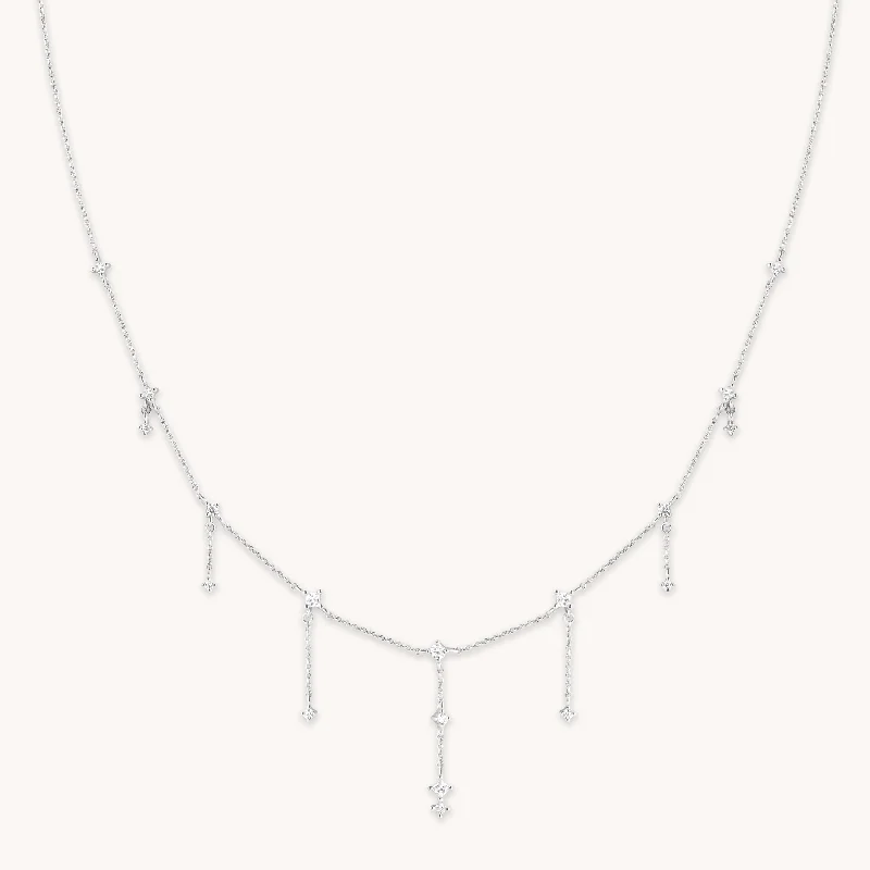 Elegant Jewelry, Affordable Luxury – Shop Now Cosmic Charm Drop Necklace in Silver