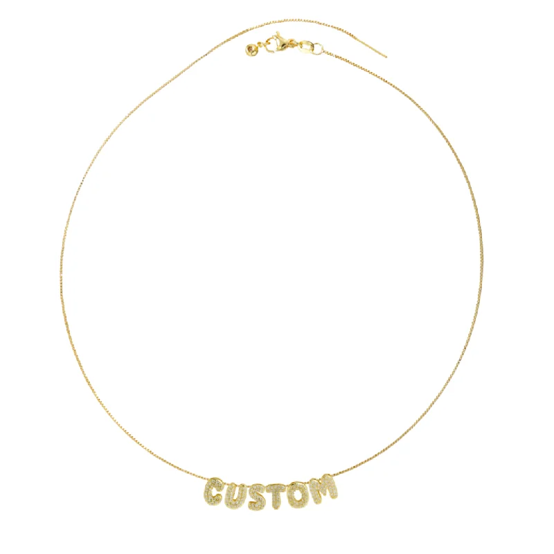 Make Your Outfit Shine With Discounted Jewelry Custom Cz Mini Bubble Name Slider Gold Filled Necklace
