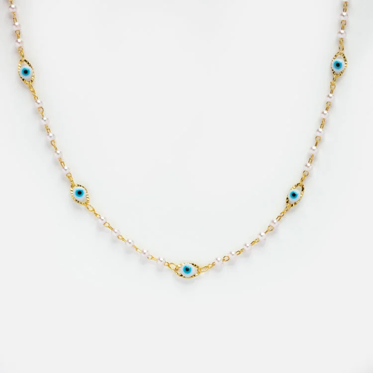 Chic, Trendy, And Affordable Jewelry Sale Dainty Evil Eye Pearl Necklace