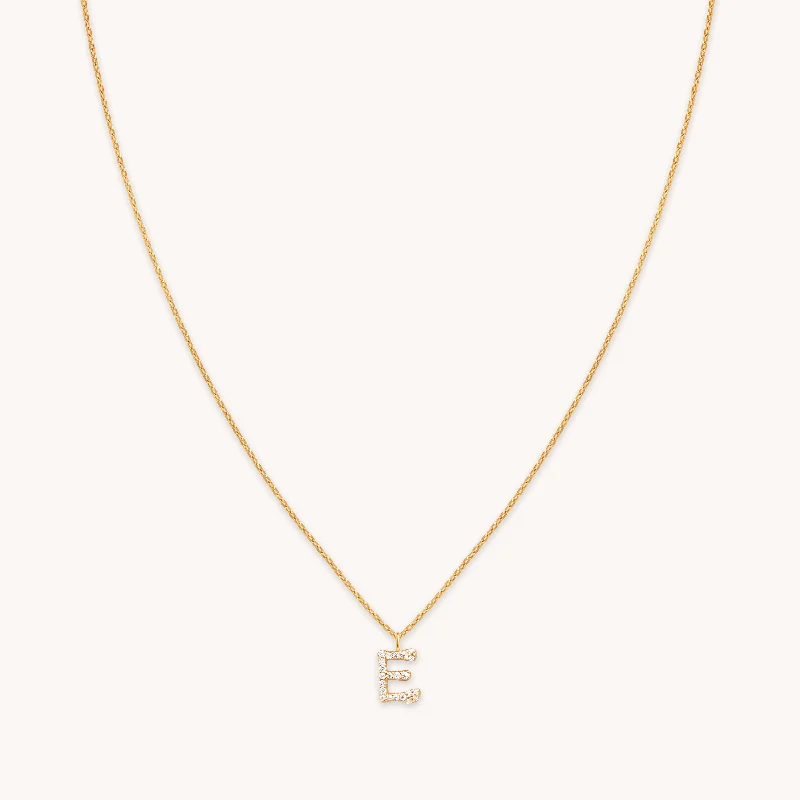 Exclusive Gemstone Jewelry At Special Prices E Initial Pavé Pendant Necklace in Gold