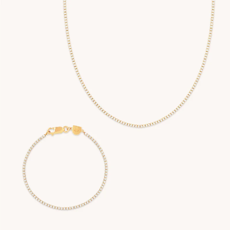 Must-Have Jewelry Pieces At Reduced Prices Gleam Tennis Chain Gift Set in Gold