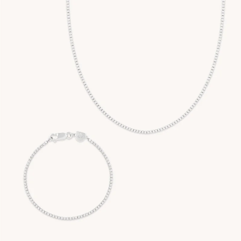 Timeless Elegance, Temporary Discounts – Act Fast Gleam Tennis Chain Gift Set in Silver