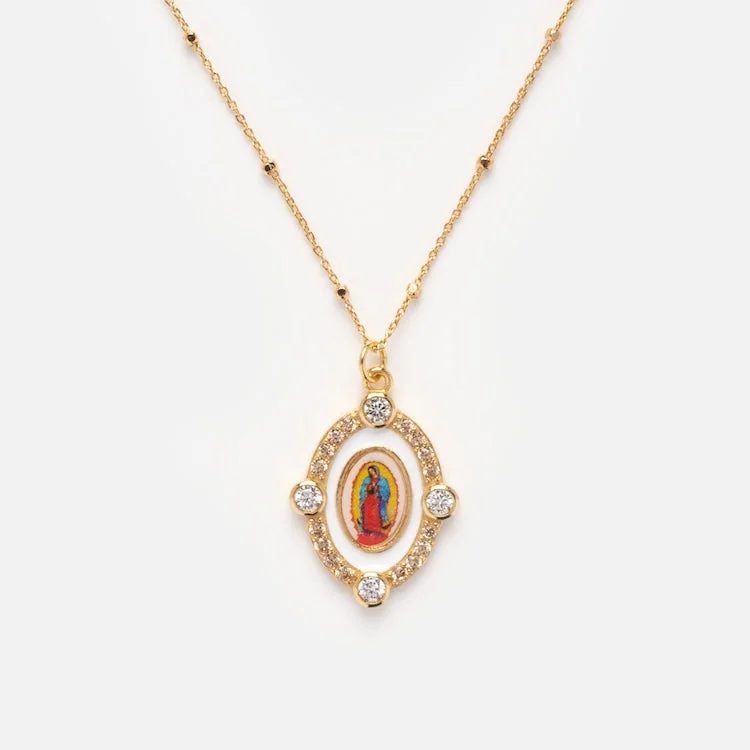 Bohemian-Inspired Jewelry For Free-Spirited Fashion Guadalupe White Enamel Necklace