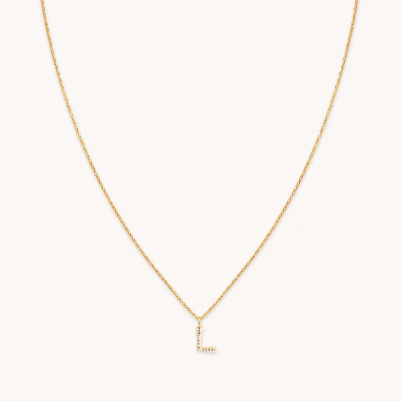The Ultimate Jewelry Sale – Exclusive Styles At Great Prices L Initial Pavé Pendant Necklace in Gold