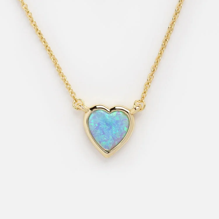 Shop Handcrafted Jewelry At Special Promotional Rates Lustig Blue Opal Heart Necklace