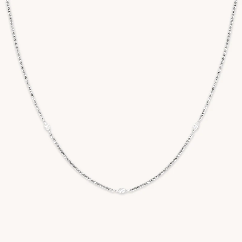 Luxury Jewelry Clearance – Shop Premium Styles Now Navette Crystal Necklace in Silver