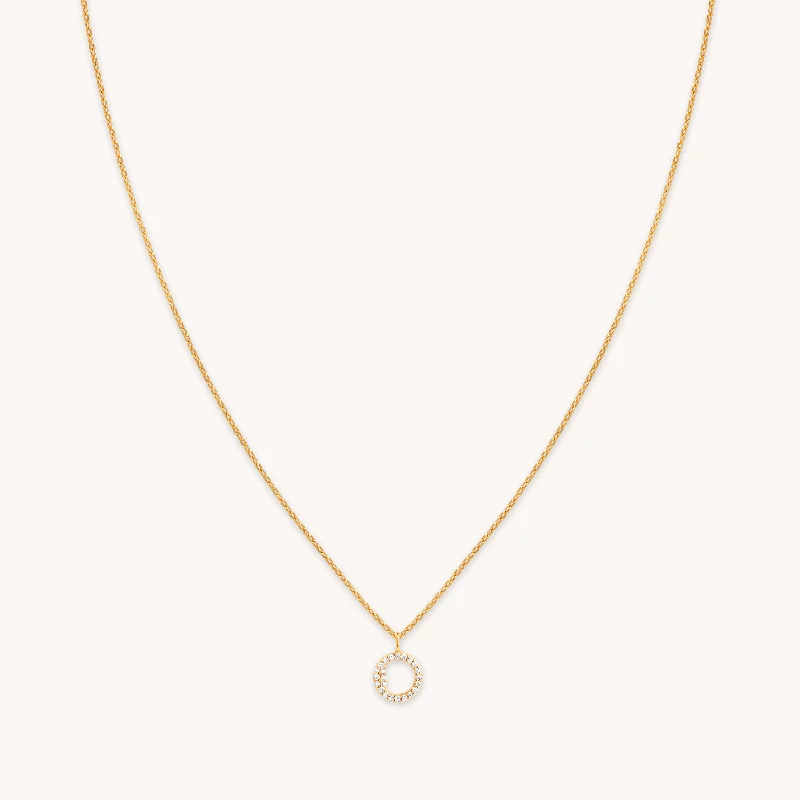 Versatile Layering Jewelry For Effortless Chic O Initial Pavé Pendant Necklace in Gold