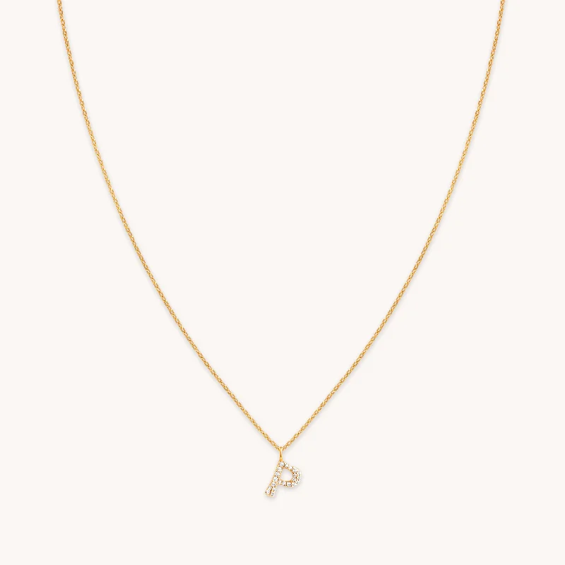 Exclusive Jewelry Bundles At Discounted Prices P Initial Pavé Pendant Necklace in Gold