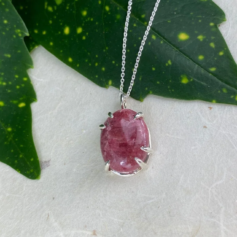 Fashion-Forward Geometric Jewelry For Contemporary Style Petite Rhodonite Necklace