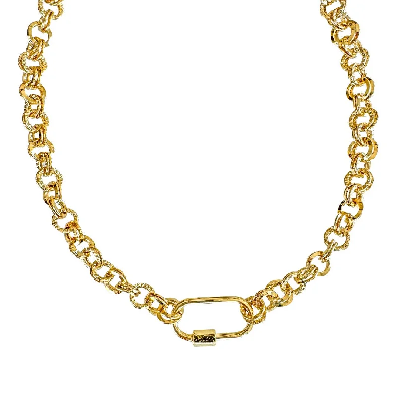 Trending Jewelry Styles Now At Limited-Time Discounts Smooth Gold Carabiner Clasp Double Chain Charm Necklace