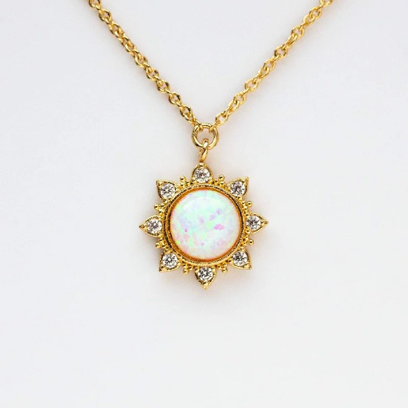 High-End Sparkle, Low-End Prices – Jewelry Sale Live White Opal Sun Necklace