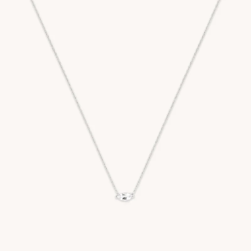 Shop High-Quality Jewelry At Jaw-Dropping Discounts White Topaz Marquise Necklace in Solid White Gold