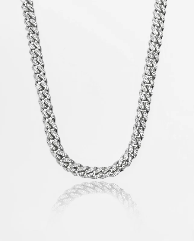 Unmissable Deals On Handmade Jewelry Collections 12mm Iced Cuban Link Chain - White Gold