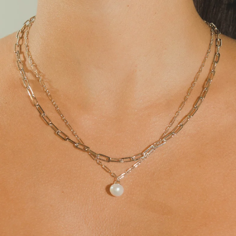 Seasonal Jewelry Clearance – Best Styles At The Lowest Prices Pearl & Chain Necklace Set - White Gold