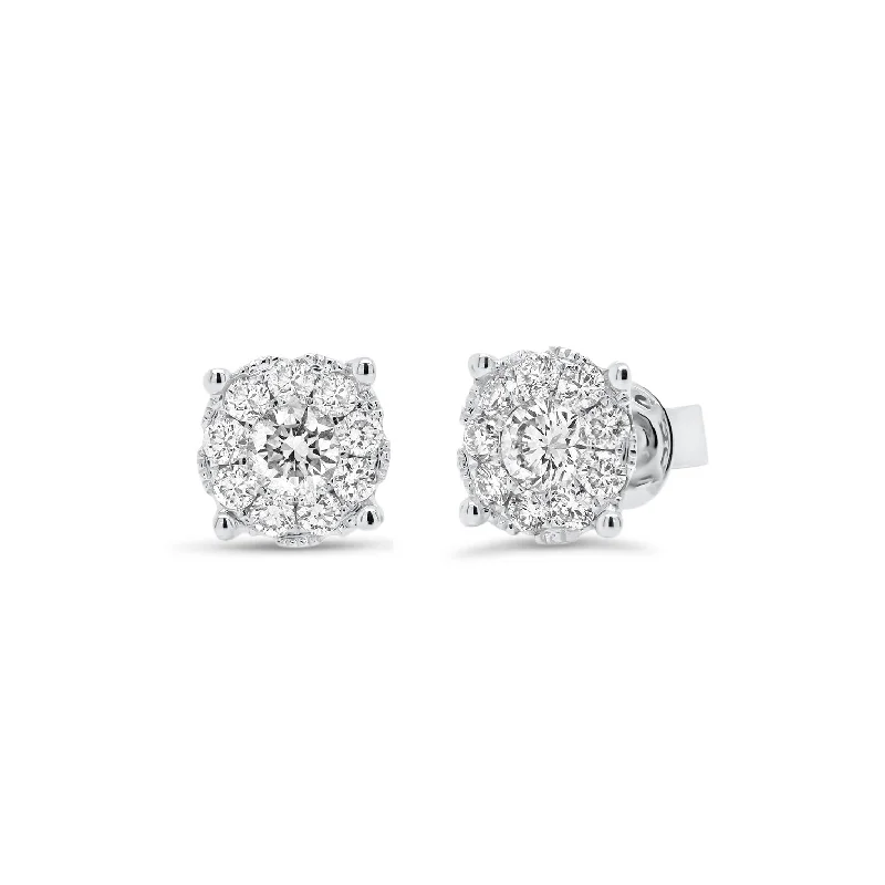 Stunning Jewelry At Even More Stunning Prices 0.78 ct Round Diamond Cluster Earrings