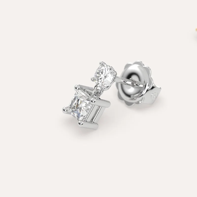 Get Your Favorite Jewelry At The Best Price 1/2 carat Single Princess Diamond Drop Earring