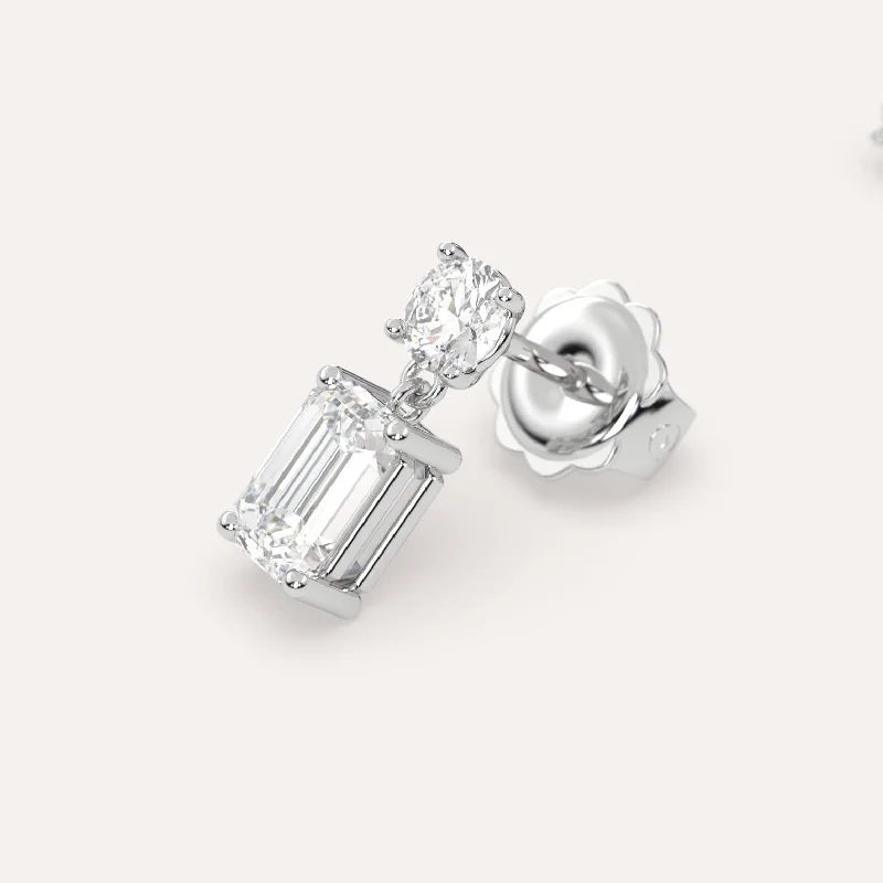 Seasonal Jewelry Deals – Elevate Your Style 1 carat Single Emerald Diamond Drop Earring