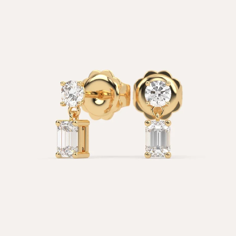 Jewelry Deals That Outshine The Rest 1 carat Emerald Diamond Drop Earrings