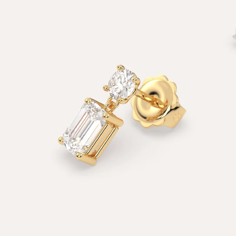 Jewelry Clearance – Final Chance To Save Big 1 carat Single Emerald Diamond Drop Earring