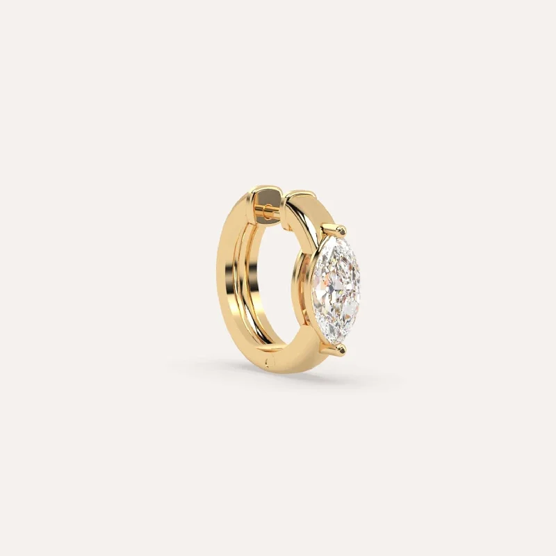 Luxury Jewelry Now At Special Promotional Rates 1 carat Single Marquise Diamond Hoop Earring