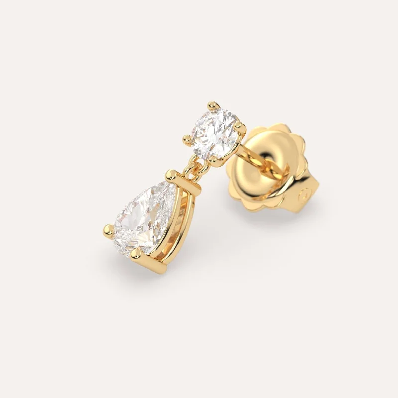 Dainty And Elegant Jewelry Now At Reduced Prices 1 carat Single Pear Diamond Drop Earring