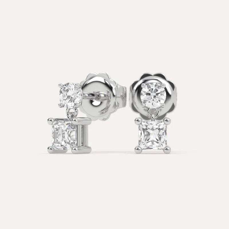 Chic, Trendy, And Affordable Jewelry Sale 1 carat Princess Diamond Drop Earrings
