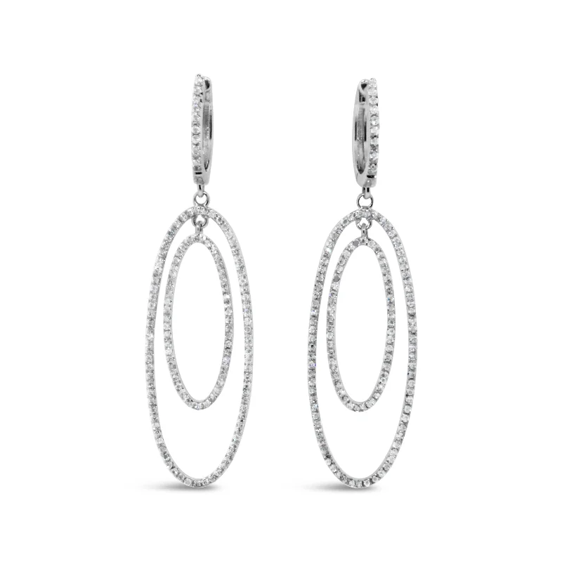 Once-A-Year Jewelry Deals – Shop Before They’Re Gone 14kt White Gold Double Oval Diamond Dangle Earrings