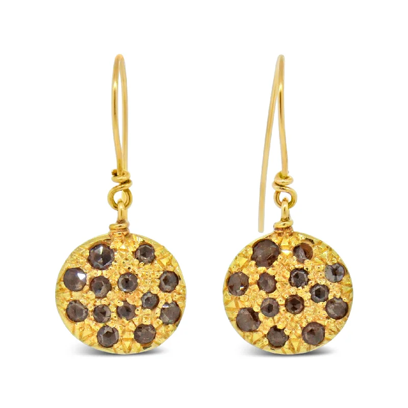 Luxury Meets Affordability – Jewelry Sale Now Live 18k Yellow Gold with Rose Cut Diamond Dangle Earrings