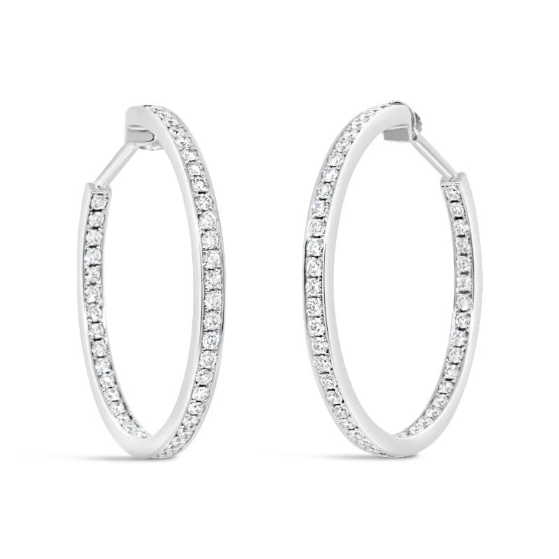 Exclusive Gemstone Jewelry Markdowns – Shop Now Cartier 18k White Gold Inside-Out Diamond Hoop Earrings