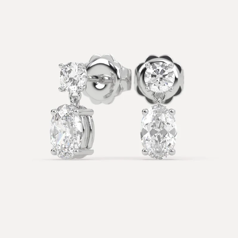 Make Your Outfit Shine With Discounted Jewelry 2 carat Oval Diamond Drop Earrings