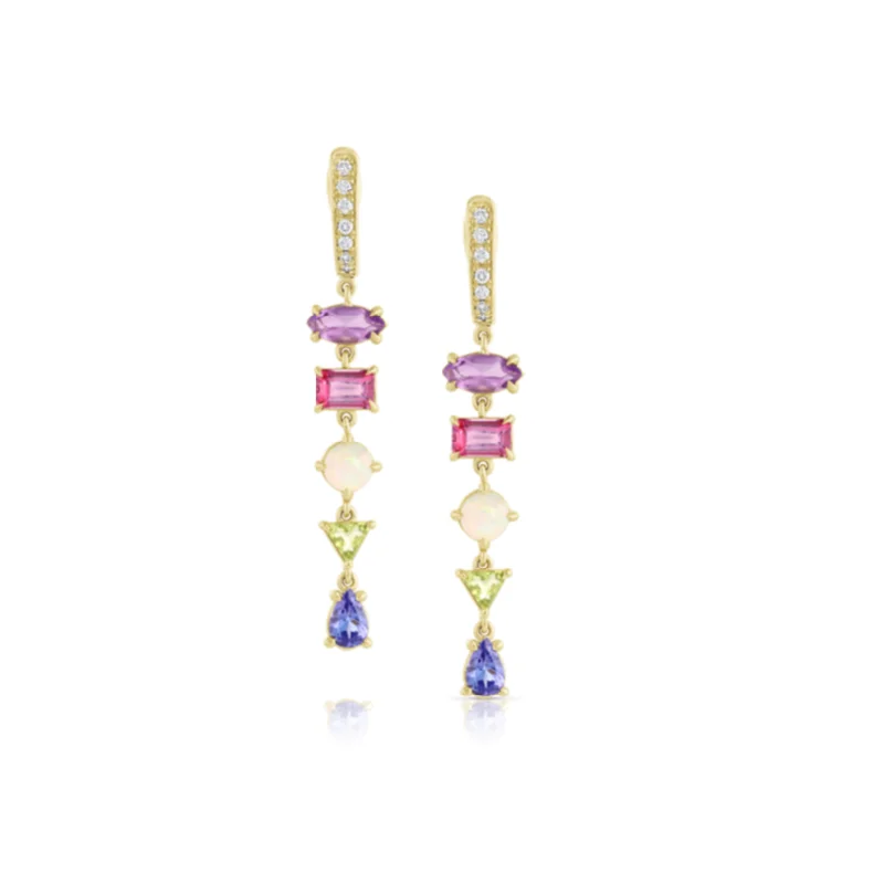 Premium Jewelry At Special Low Prices For A Limited Time 5 Stone Gemfetti Gemstone & Diamond Drop Earrings