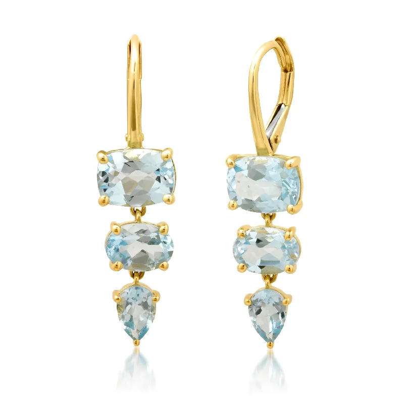 Shop Trending Jewelry With Exclusive Savings Blue Topaz Triple Drop Shape Earrings
