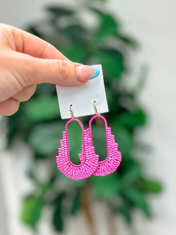 Jewelry Deals That Outshine The Rest Bold Seed Bead Dangle Earrings - Pink