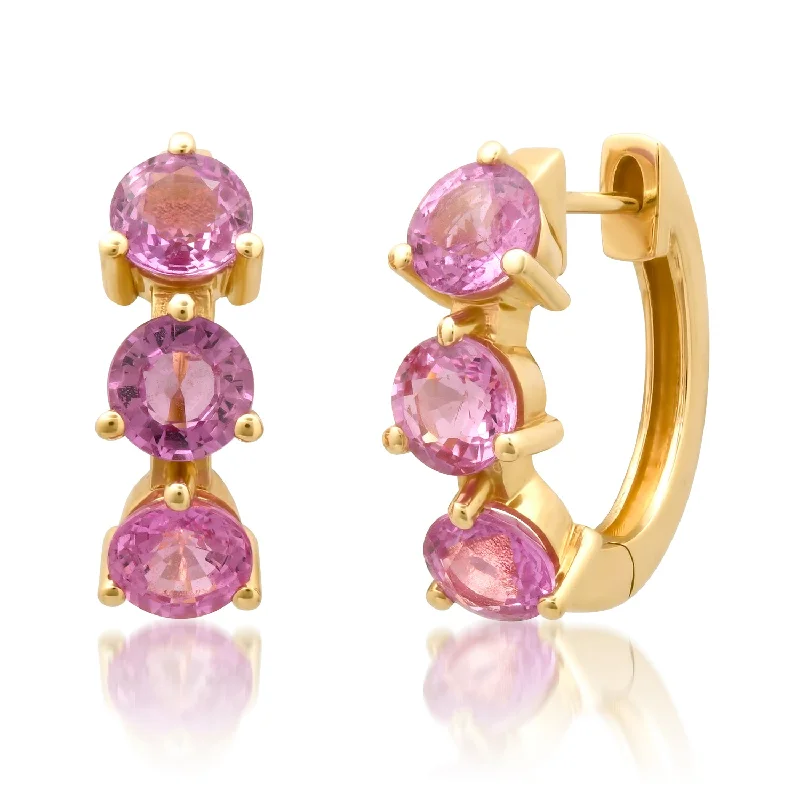 Exclusive Online Discounts On Stylish Jewelry Brilliant Pink Sapphire Hoop Earrings