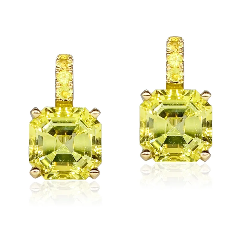Discounted Jewelry For A Glamorous Look Color Candy Lemon Quartz & Yellow Tourmaline Drop Earrings