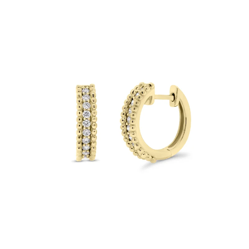 Save On Luxury Jewelry Pieces – Limited-Time Offers Diamond & Beaded Three-Row Gold Huggie Earrings