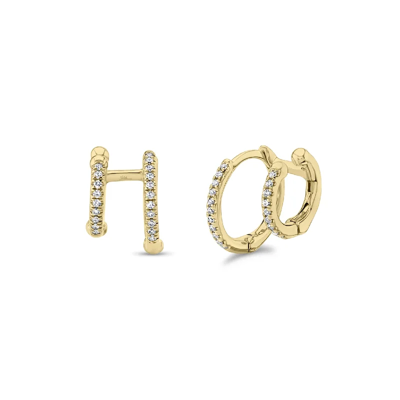Elegant Rose Gold Jewelry For A Stylish Touch Diamond Double Huggie Earrings