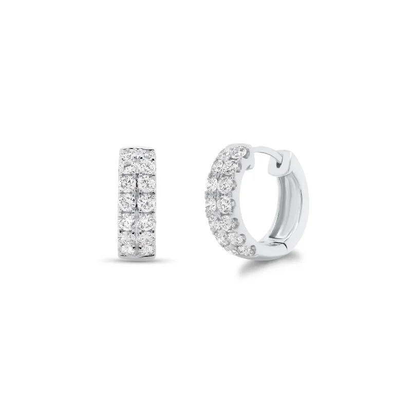 Gorgeous Jewelry, Limited-Time Savings Large Diamond Double Row Huggie Earrings