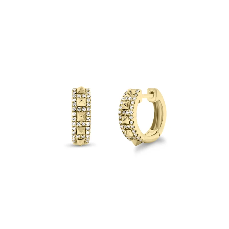 Special Sale On Handcrafted Jewelry – Shop Today Diamond & Gold Pyramid Stud Huggie Earrings
