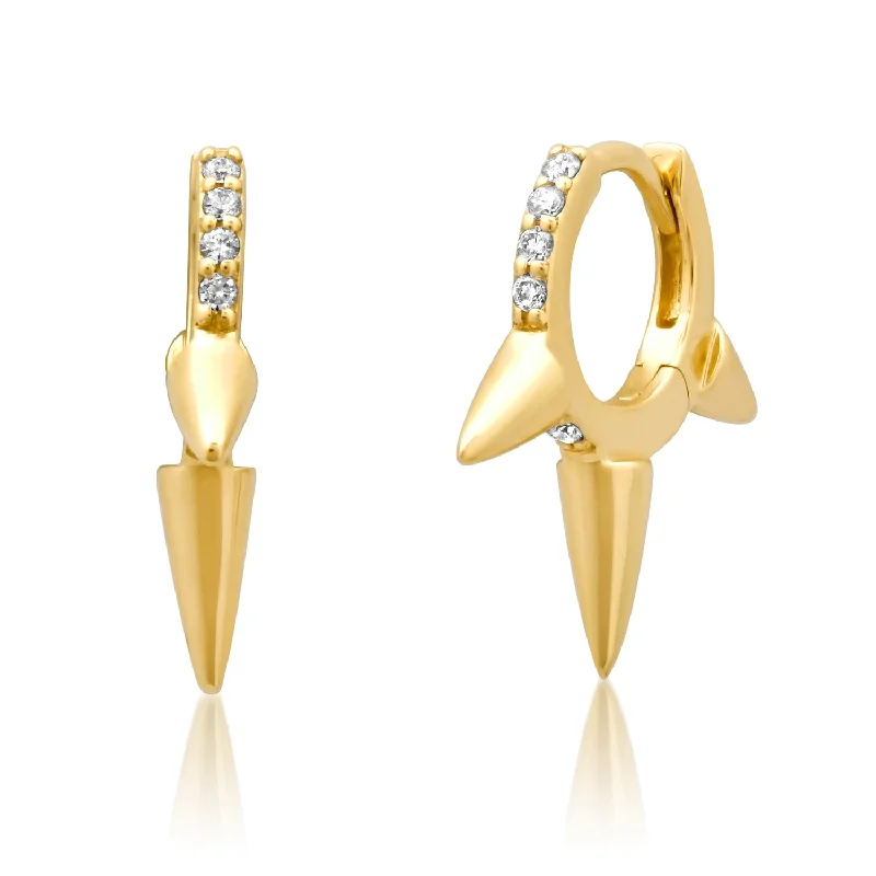 Waterproof Stainless Steel Jewelry For Lasting Beauty Diamond Huggies with Triple Spikes
