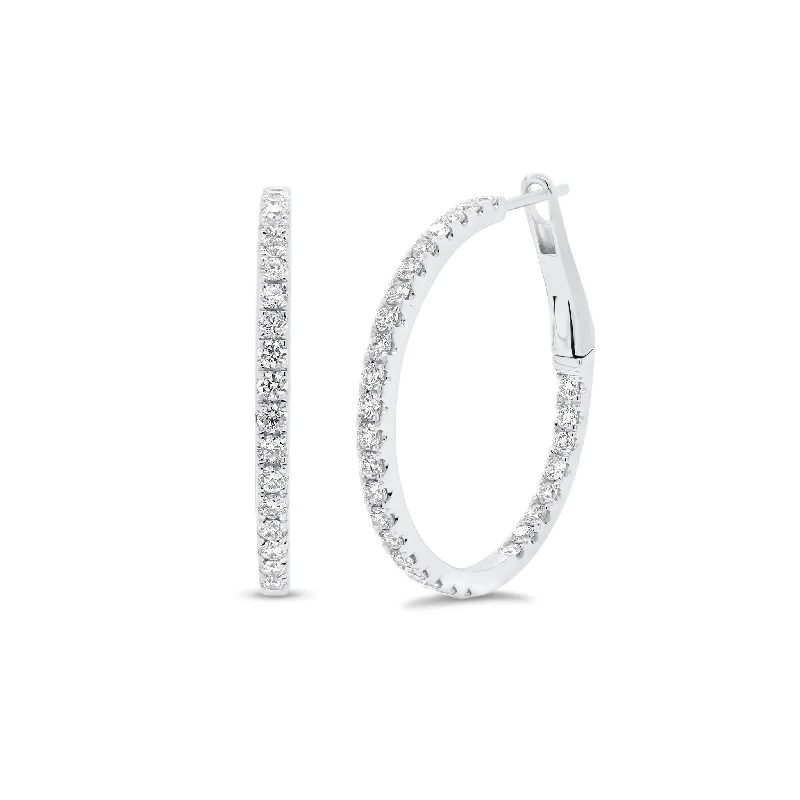 Shop Stylish Jewelry Now And Save Big Skinny Diamond Interior & Exterior Hoop Earrings
