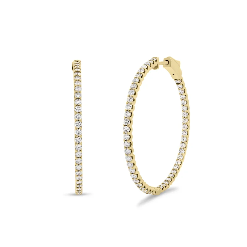 Grab Exquisite Jewelry At The Lowest Prices Large Diamond Interior & Exterior Hoop Earrings